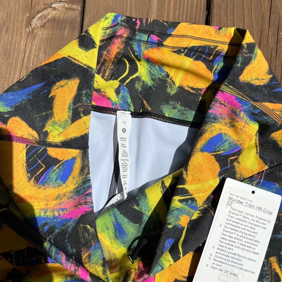 Lululemon Wunder Train HR Crop Undertone Black Multi Size 12 - Picture 5 of 6
